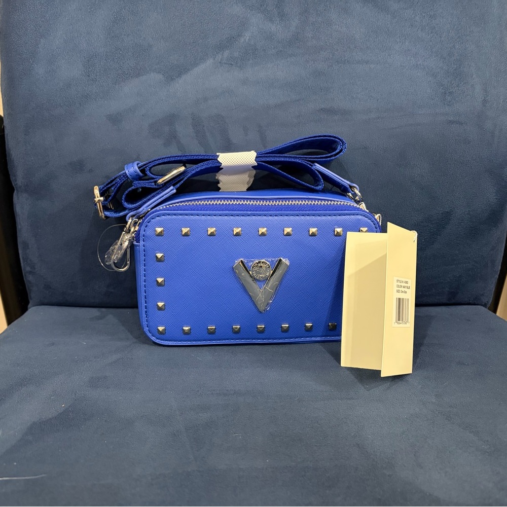 Valentino Orlandi Blue Crossbody Bag with Silver Studs